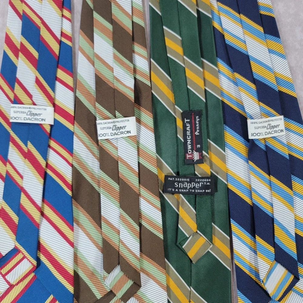 Vintage Boys Clip On Necktie Lot 4 Superba Clipper Towncraft Penneys Striped Tie